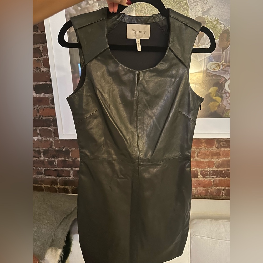 Vegan Leather Sleeveless Dress (yoyo yeung)